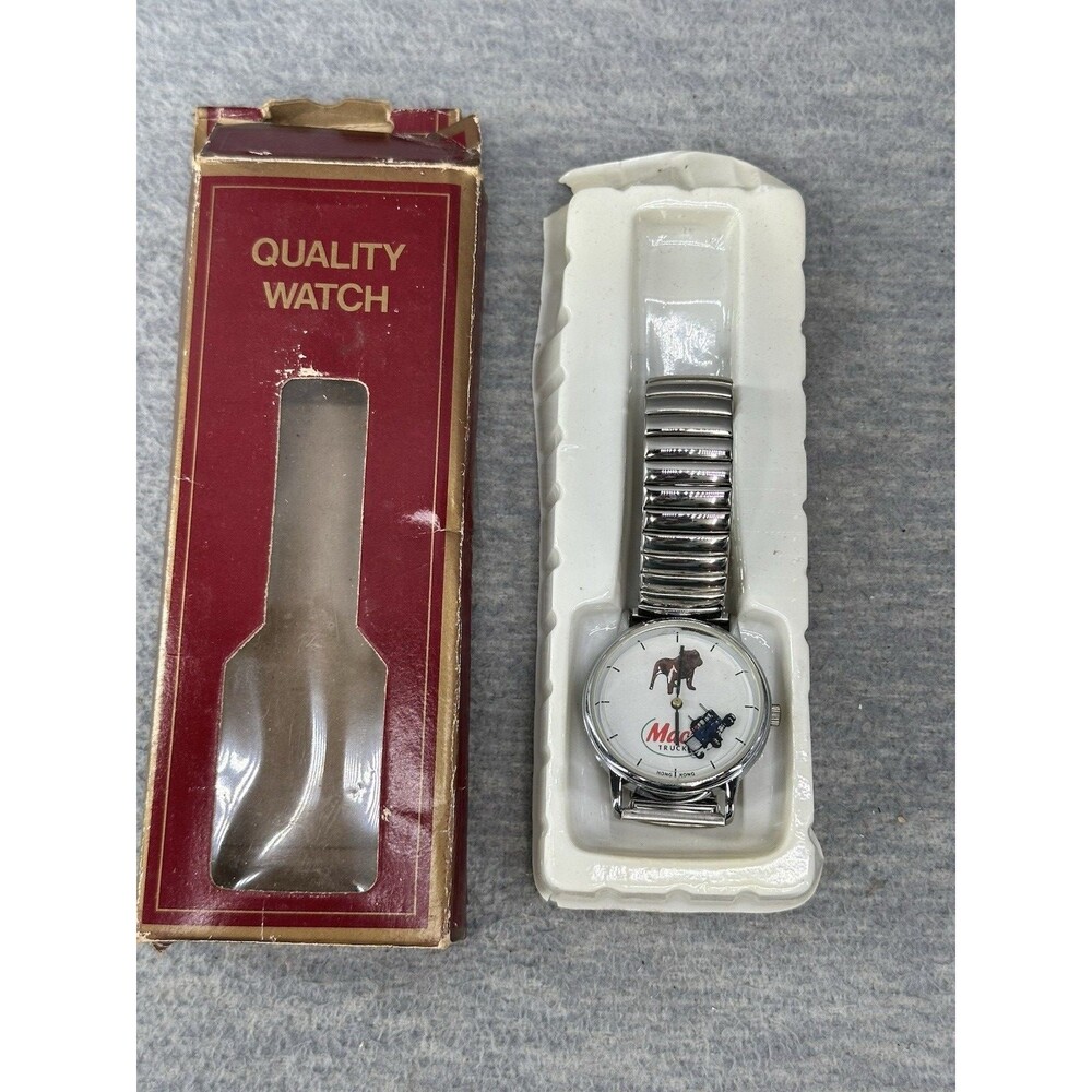 Vintage MACK TRUCKS Advertising Silver Tone Mechanical Watch